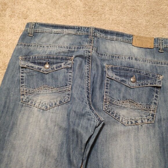 SMOKE RISE DNM, Men's Distressed Straight Leg Denim Jeans, size 44X34 EUC - Picture 9 of 13